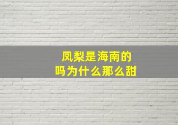 凤梨是海南的吗为什么那么甜