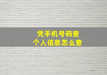 凭手机号码查个人信息怎么查