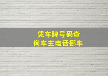 凭车牌号码查询车主电话挪车