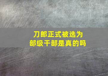 刀郎正式被选为部级干部是真的吗