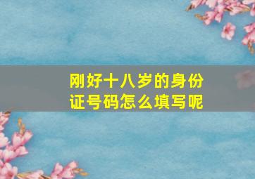 刚好十八岁的身份证号码怎么填写呢