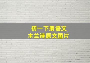 初一下册语文木兰诗原文图片