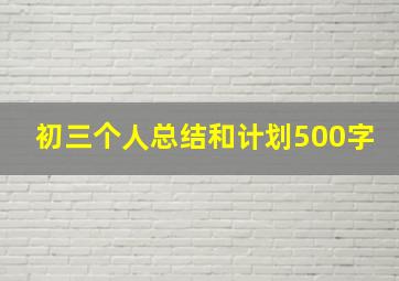 初三个人总结和计划500字