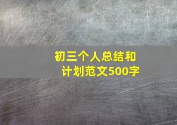 初三个人总结和计划范文500字