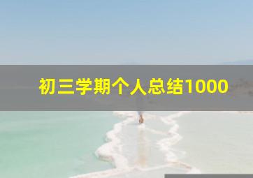 初三学期个人总结1000