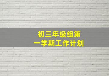 初三年级组第一学期工作计划