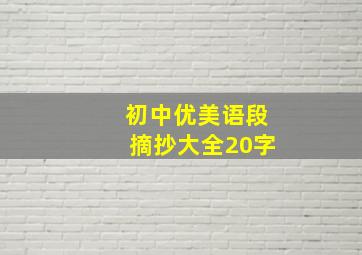 初中优美语段摘抄大全20字