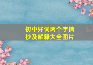 初中好词两个字摘抄及解释大全图片