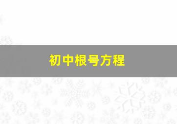 初中根号方程