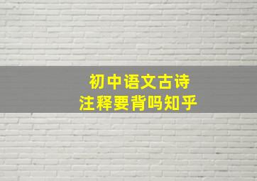 初中语文古诗注释要背吗知乎