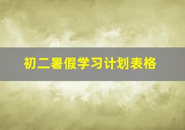 初二暑假学习计划表格