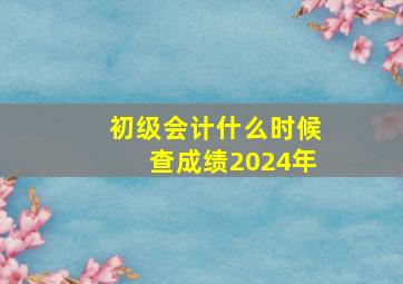 初级会计什么时候查成绩2024年