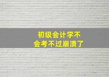 初级会计学不会考不过崩溃了