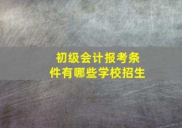 初级会计报考条件有哪些学校招生