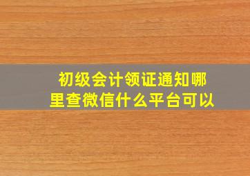 初级会计领证通知哪里查微信什么平台可以