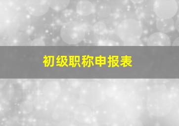 初级职称申报表