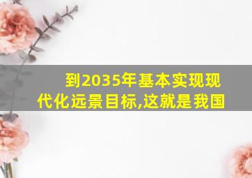 到2035年基本实现现代化远景目标,这就是我国