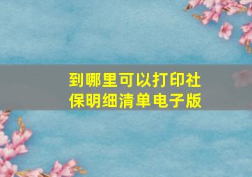 到哪里可以打印社保明细清单电子版