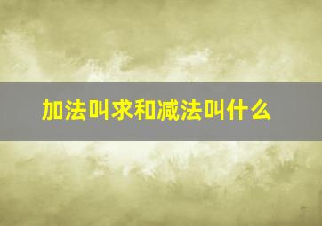 加法叫求和减法叫什么