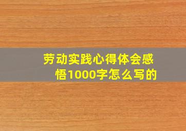 劳动实践心得体会感悟1000字怎么写的