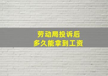 劳动局投诉后多久能拿到工资