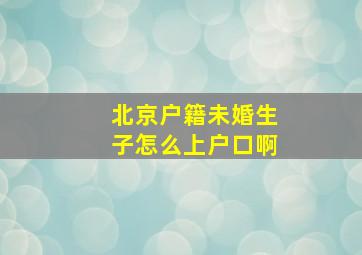 北京户籍未婚生子怎么上户口啊