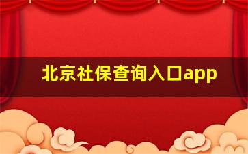 北京社保查询入口app