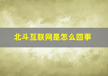 北斗互联网是怎么回事