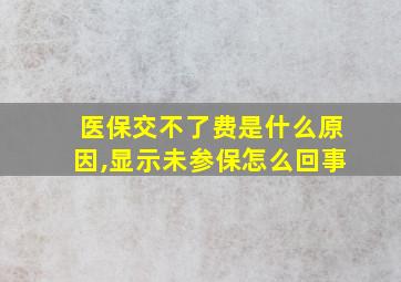 医保交不了费是什么原因,显示未参保怎么回事