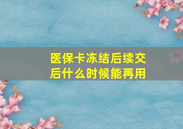 医保卡冻结后续交后什么时候能再用