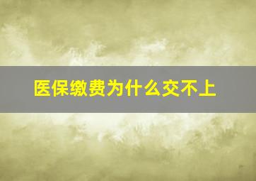 医保缴费为什么交不上