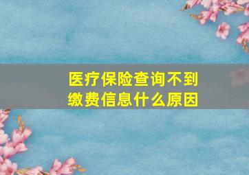 医疗保险查询不到缴费信息什么原因