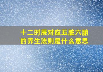 十二时辰对应五脏六腑的养生法则是什么意思