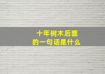 十年树木后面的一句话是什么