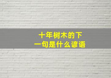 十年树木的下一句是什么谚语