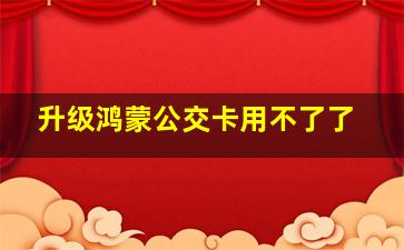 升级鸿蒙公交卡用不了了