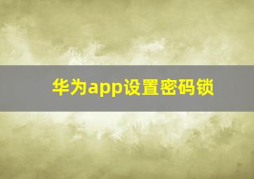 华为app设置密码锁