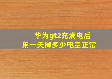 华为gt2充满电后用一天掉多少电量正常