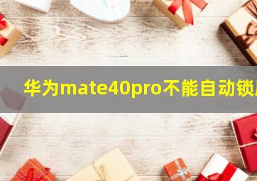 华为mate40pro不能自动锁屏