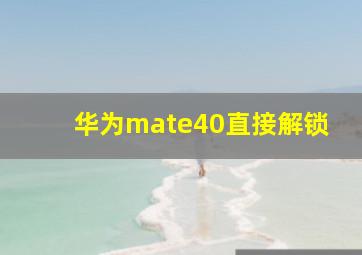 华为mate40直接解锁