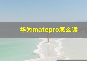 华为matepro怎么读