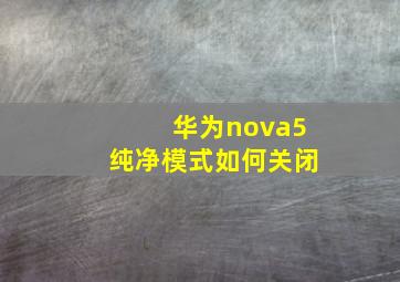 华为nova5纯净模式如何关闭