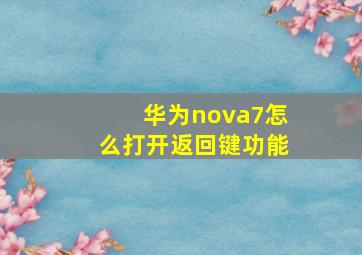 华为nova7怎么打开返回键功能