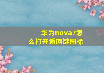 华为nova7怎么打开返回键图标