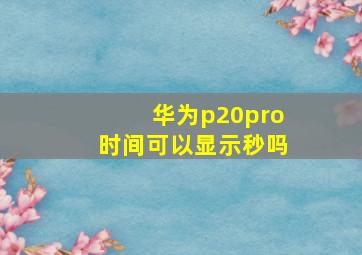 华为p20pro时间可以显示秒吗