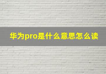 华为pro是什么意思怎么读