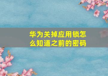 华为关掉应用锁怎么知道之前的密码