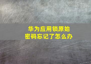 华为应用锁原始密码忘记了怎么办