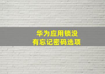 华为应用锁没有忘记密码选项