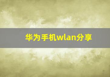 华为手机wlan分享